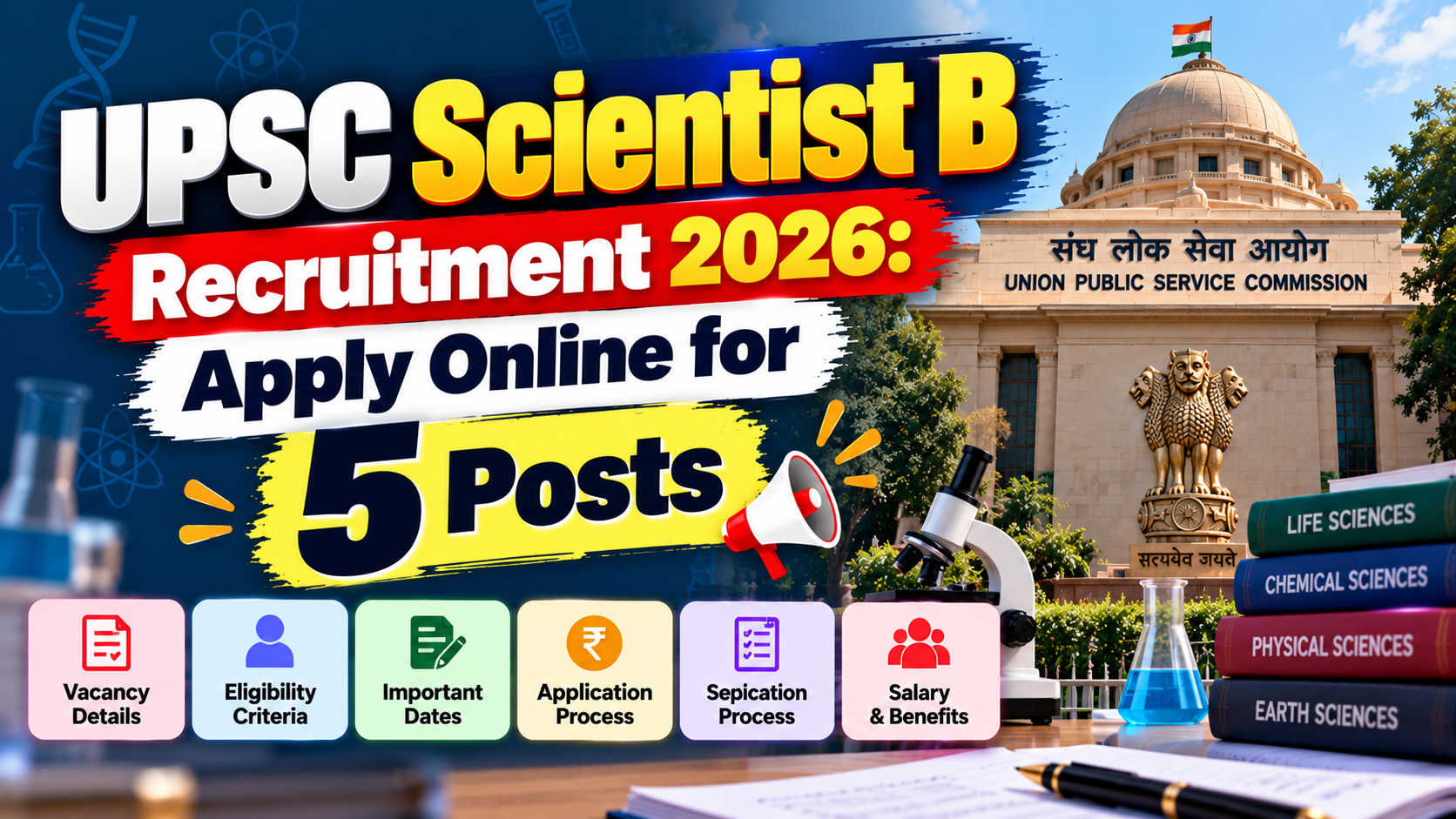 UPSC Scientist B Recruitment 2026: Apply Online for 5 Posts