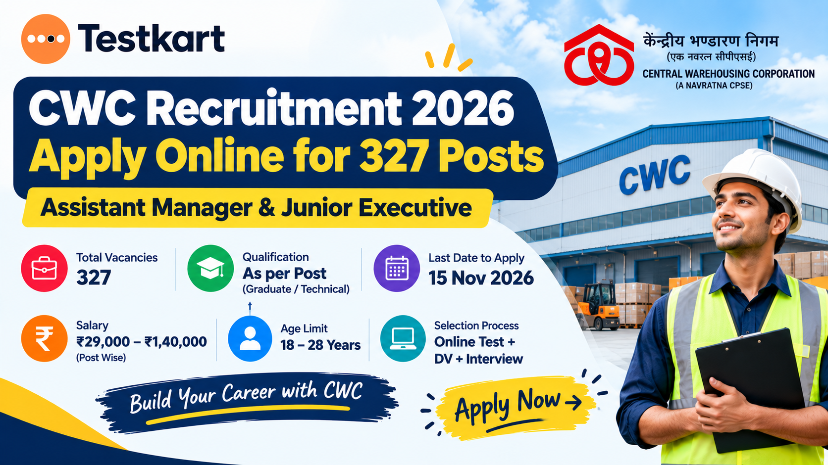CWC Recruitment 2026: Apply Online for 327 Posts, Salary & Eligibility