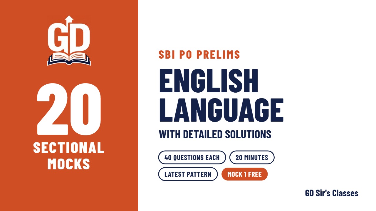 SBI PO English Mock Test Series - 20 Prelims Sectional Mocks with Solutions (Latest Pattern)