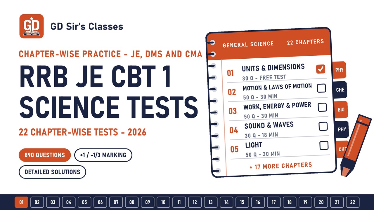 RRB JE CBT 1 General Science Chapter-wise Test Series 2026 - 22 Practice Tests