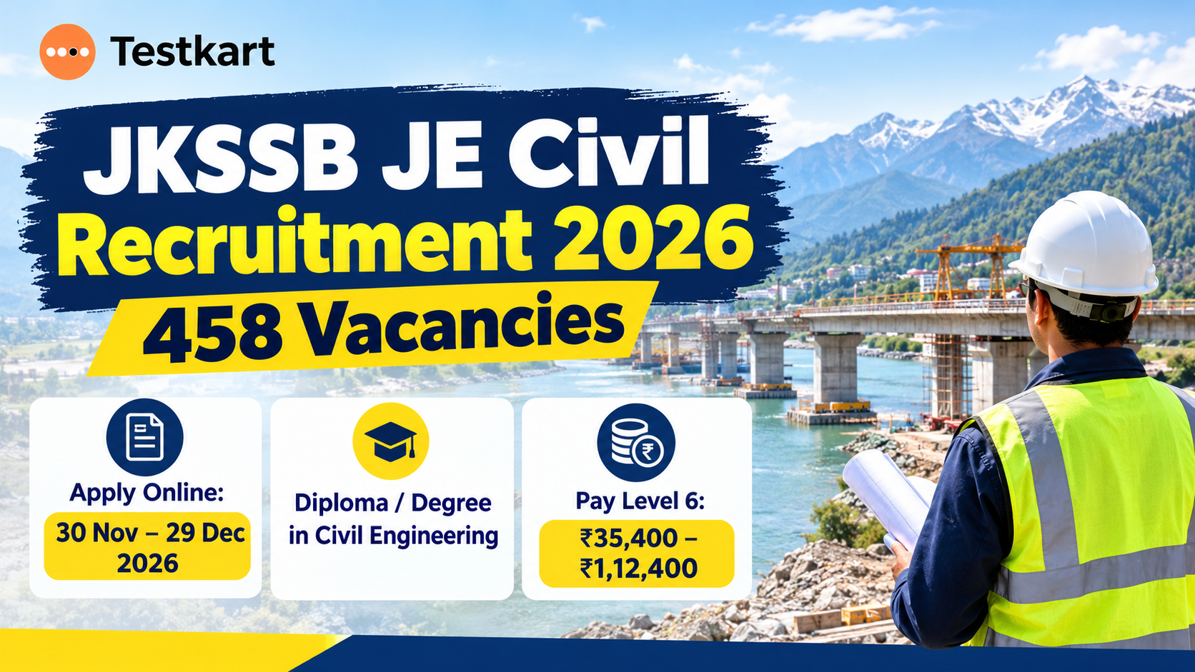 JKSSB JE Civil Recruitment 2026 announcement for 458 vacancies.